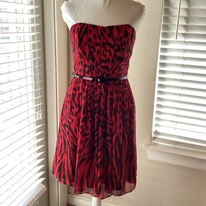White House Black Market Red Leopard Dress Size 4